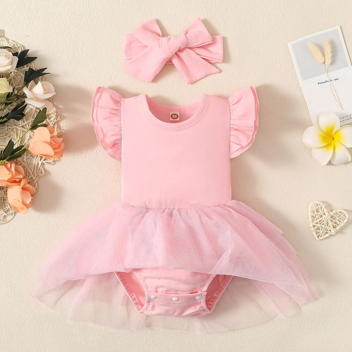 Baby Girls Tulle Romper Ruffle Sleeveless Tutu Dress 0-18M