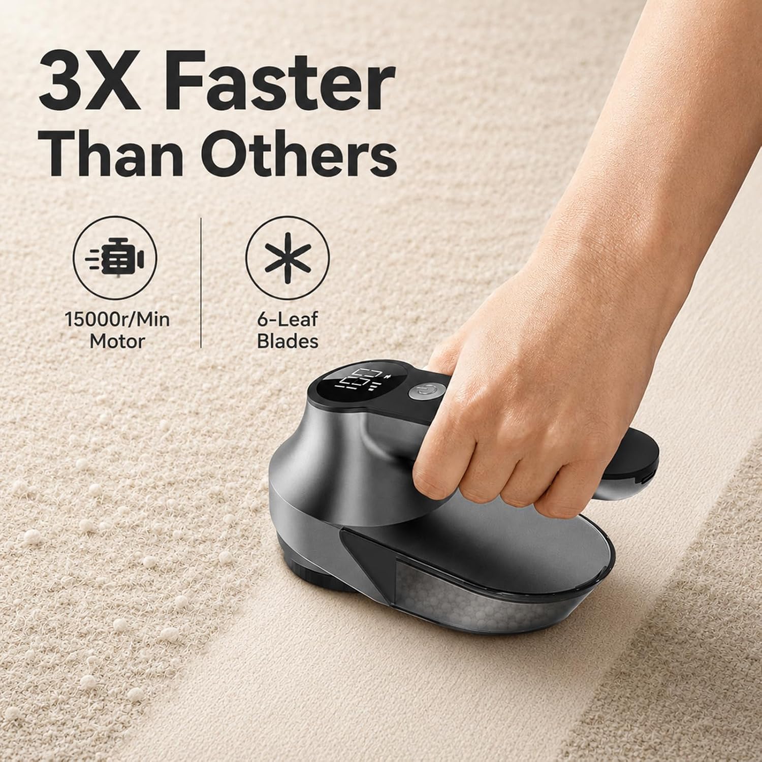 Rechargeable Fabric Shaver,3-Speed Lint Remover Lint Shaver for Clothes | LED Display, 15000r/Min Powerful Motor