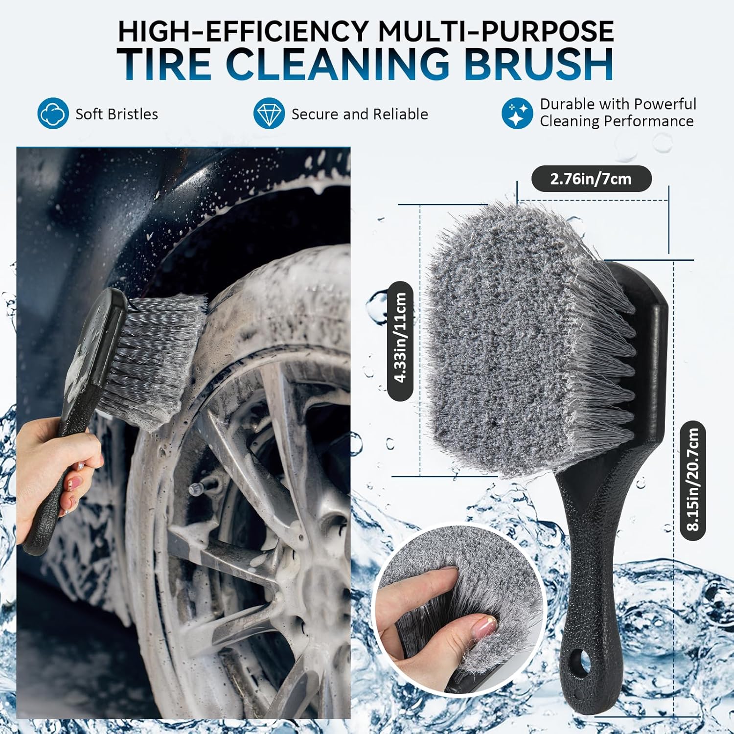 Tire Brushes for Cleaning Tires, Car Wheel Brushes for Cleaning Wheels, Rim Cleaner Brush for Car Detailing, Premium