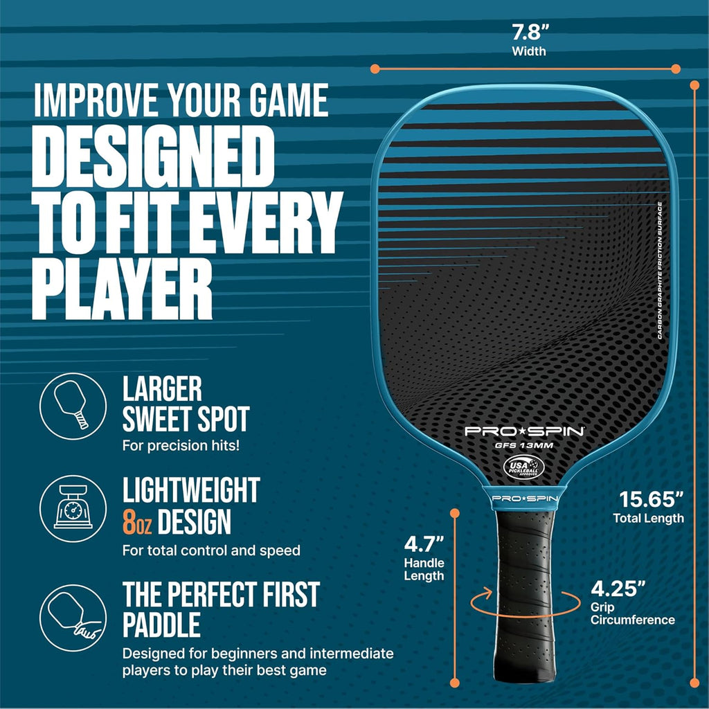 Carbon Fiber Pickleball Paddles Set of 2 | Lightweight Pickleball Set with Indoor/Outdoor Balls and Bag – Durable