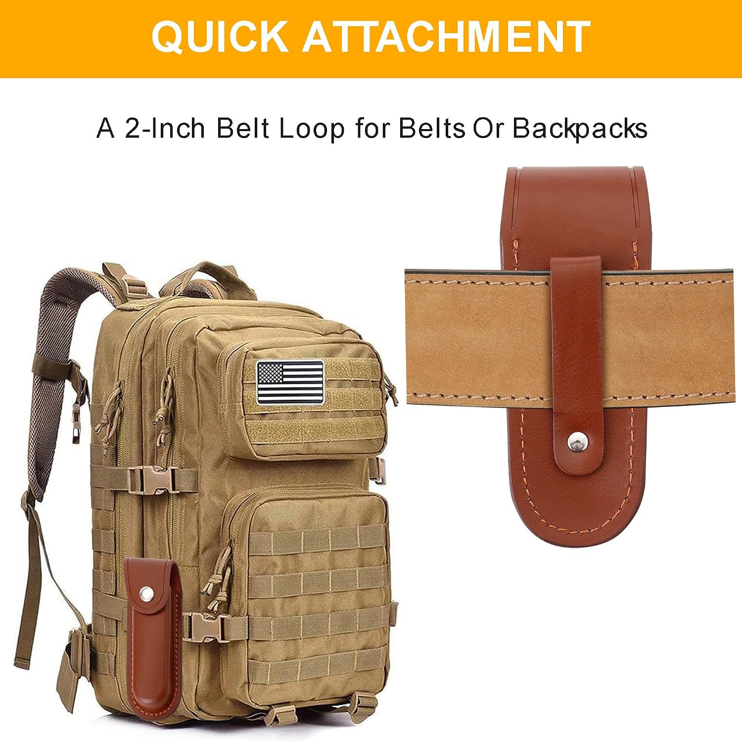 4 Inch Leather Pocket Knife Sheath for Belt Carry | Genuine cowhide folding knife pouch with snap closure for