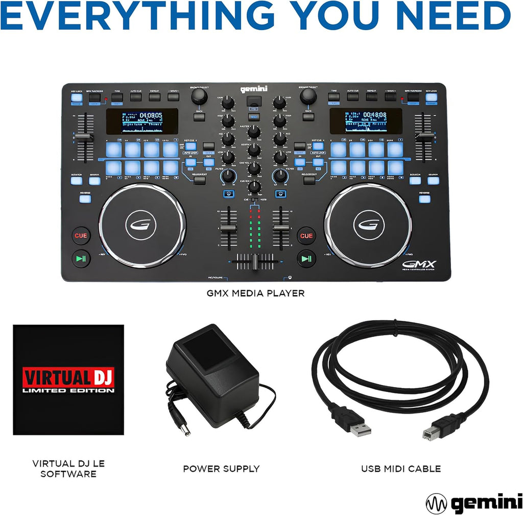 USB DJ Controller & Media Player, VirtualDJ LE (GMX) | USB DJ controller & media player - touch jog wheels, dual