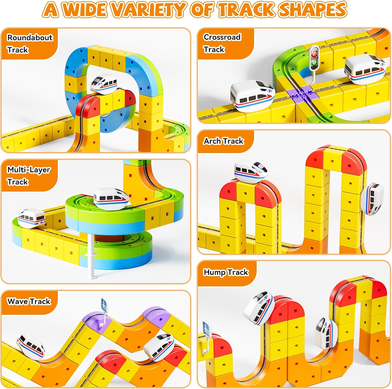 Electric Train Set, 3D Cube Track-DIY Rail Cube Block Kit | 3D Gravity-Defying Motorized Train Tracks, STEM
