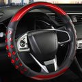 PU Leather Car Steering Wheel Cover with Anti-Slip Grip, for Women and Men, Universal Fit for 14.5-15 Inch Cars