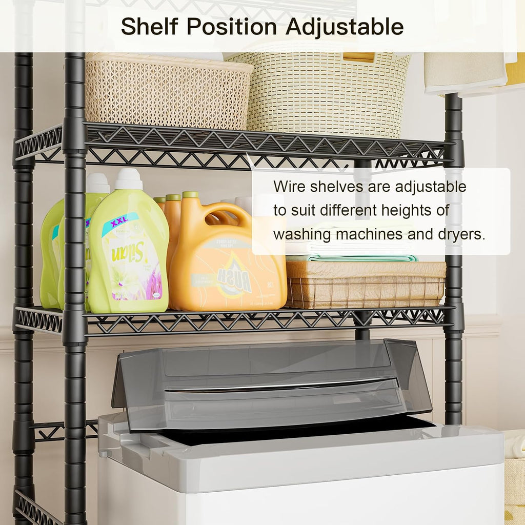 U11 Mini Over Washer and Dryer Shelves, 3 Tiers Laundry Room Storage and Organizer Standing Shelf, Metal Freestanding