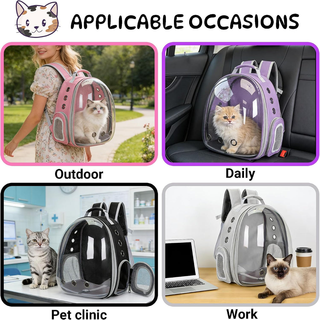 Cat Backpack Carrier Bubble Carrying Bag (Purple)