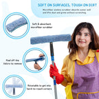 Window Squeegee with Scrubber Kit for Home Glasses Cleaning, 6 Ft Long