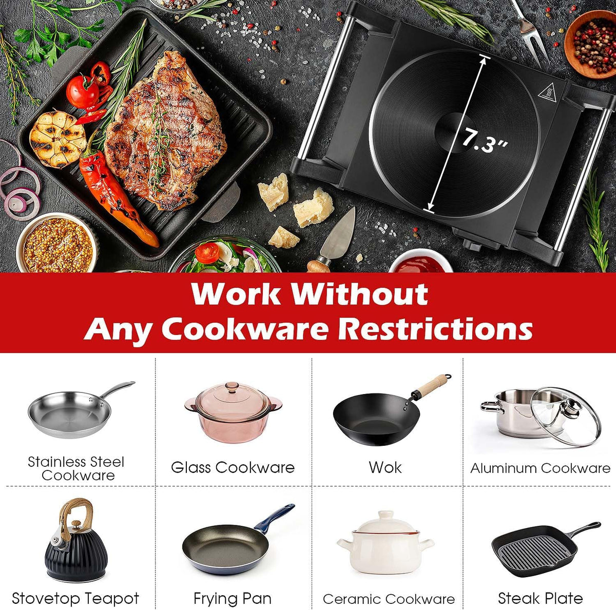 Hot Plate, Techwood Electric Stove for Cooking, 1500W Countertop Single Burner with Adjustable Temperature and