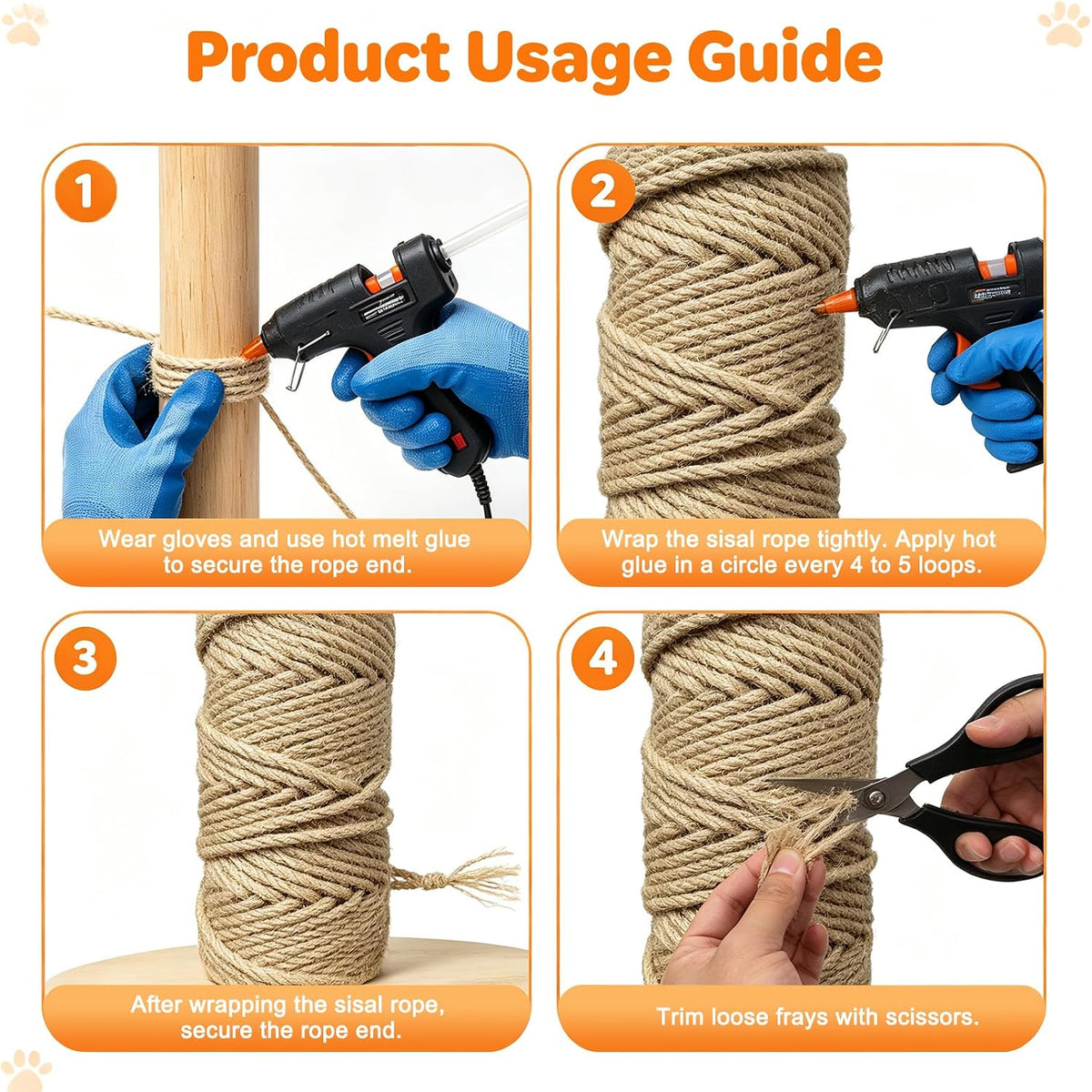 Natural Sisal Rope for Cat Scratcher 1/4 Inch (6 mm) X 164 Ft Twine Rope