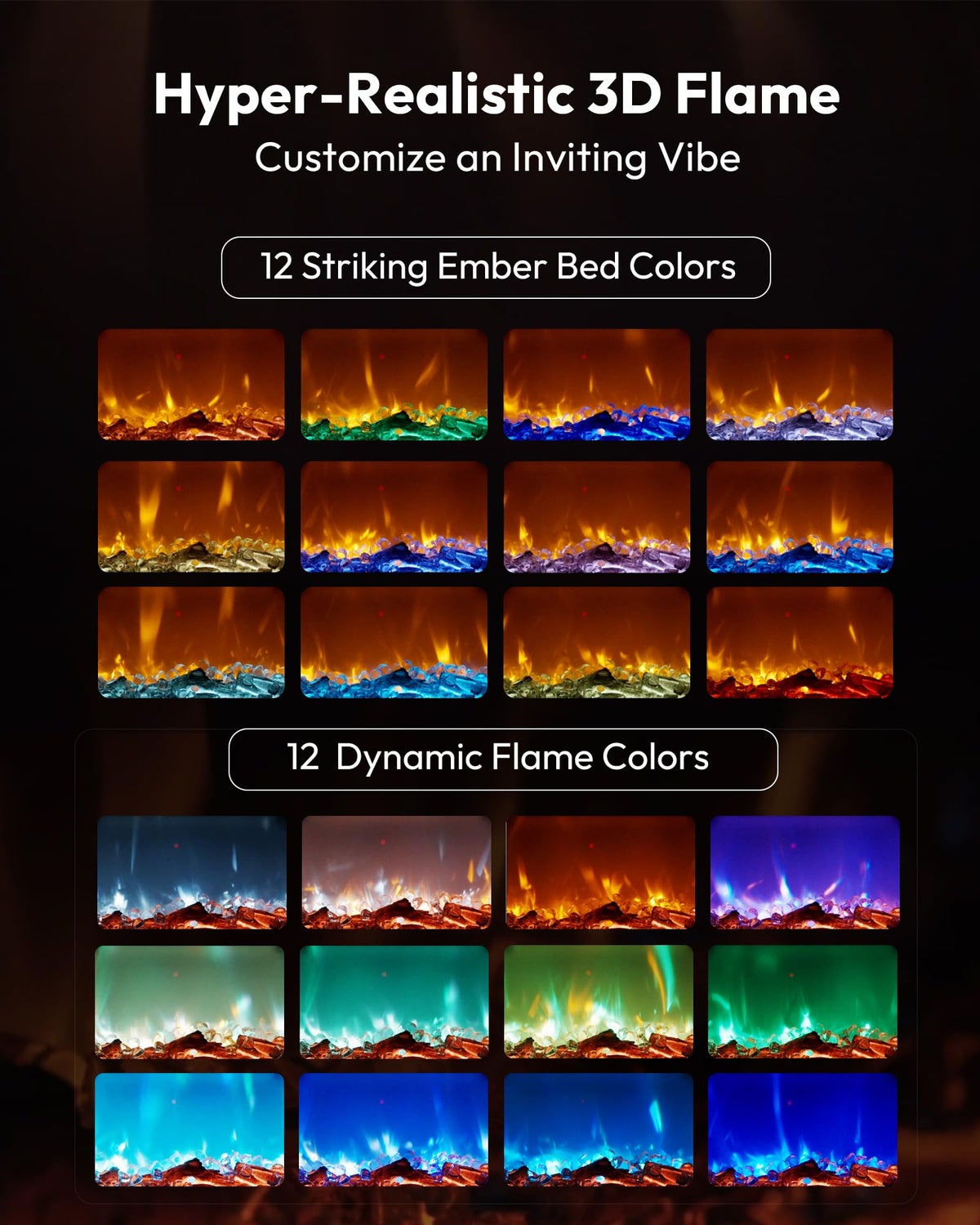 60 Inch Electric Fireplace Recessed Wall Mounted