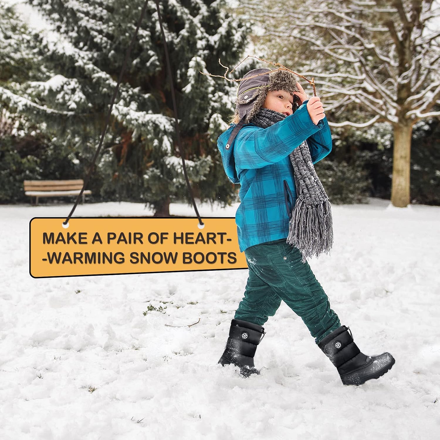 Snow Boots for Boys & Girls Warm Waterproof Slip Resistant Winter Shoes (Toddler/Little Kid/Big Kid)