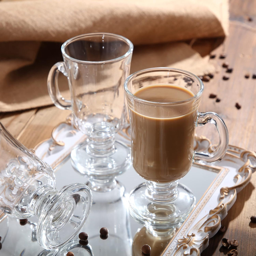 12 Pcs Irish Coffee Mugs 8.5 oz Clear Glass with Handle for Parties