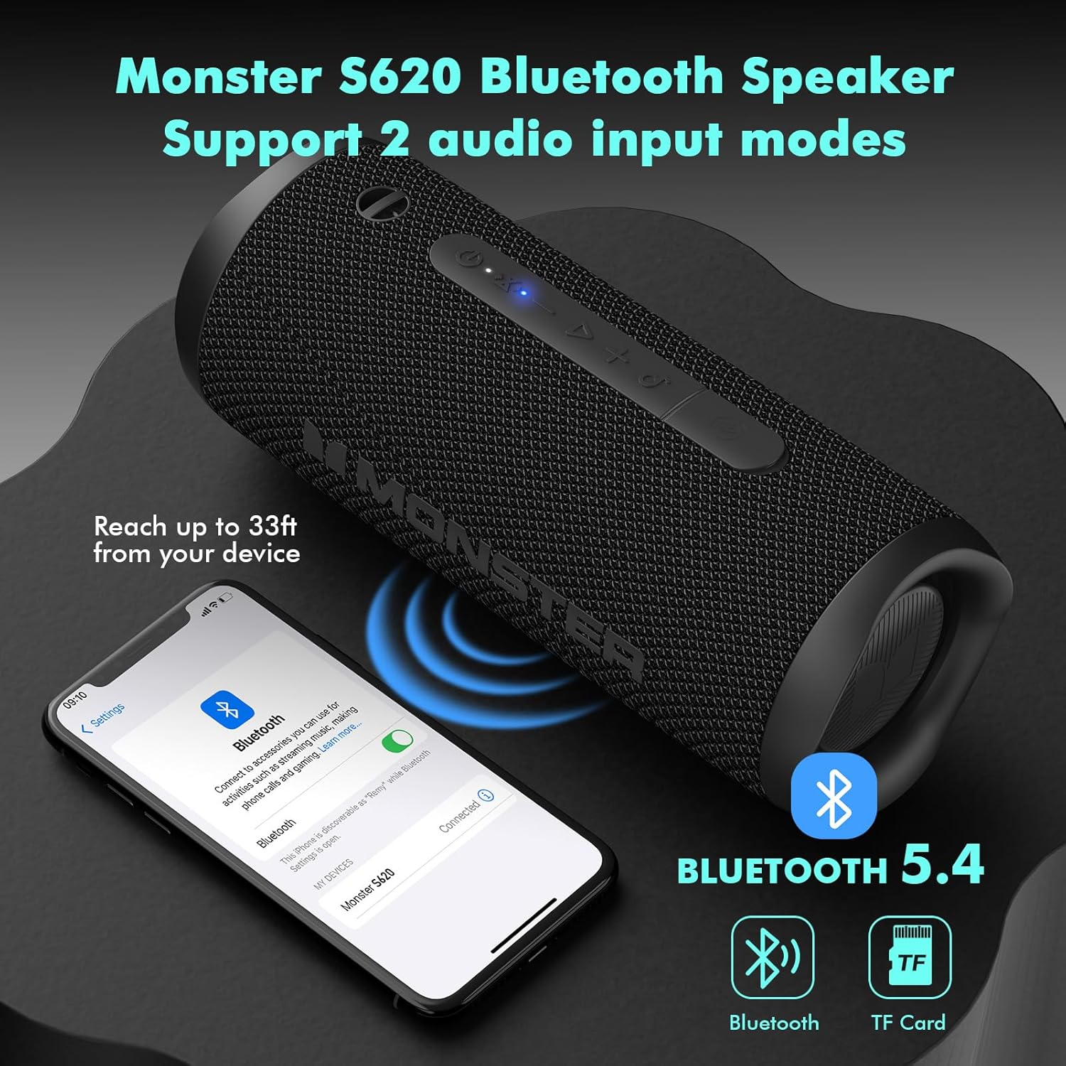 Bluetooth Speaker, Wireless Portable Outdoor Bluetooth Speakers, 60W True Wireless Stereo IPX8 Waterproof, Dual