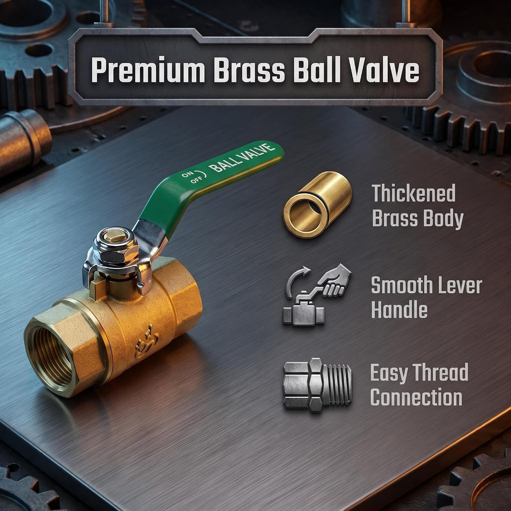 Brass Ball Valve 3/4 Inch NPT, 2 Pack Shut Off Valve