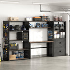 129"L Modular Garage Storage Cabinet with Workbench, Black