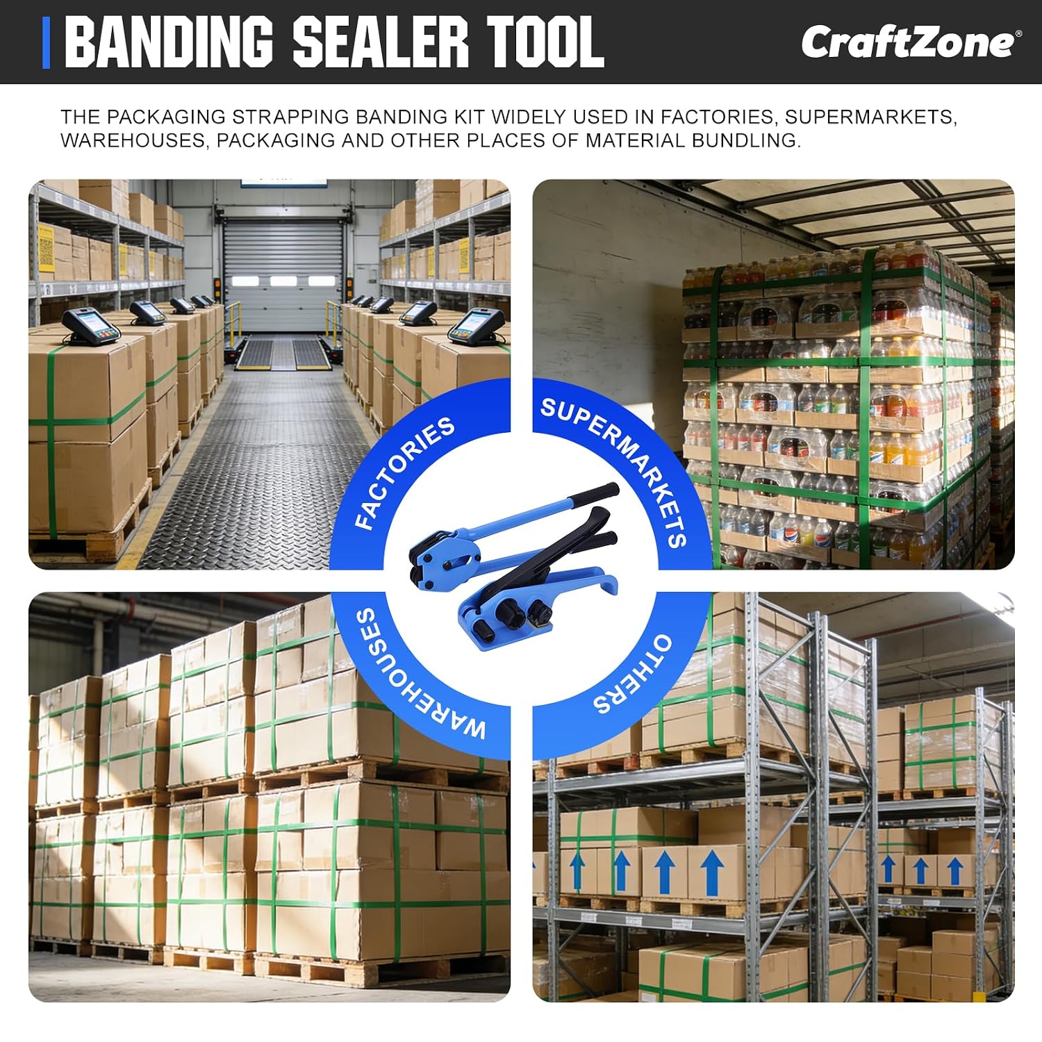 Banding Strapping Kit | Pallet Strapping Kit with Tensioner Tool | Heavy Duty Banding Tool 1500lbs Break for Banding