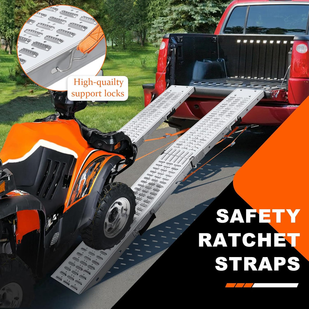 72.5" Heavy Duty Folding Loading Ramps, 1500lb Capacity, Ideal for Motorcycles, Lawn Mowers, ATVs, UTVs, and More –