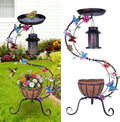 3-in-1 Vintage Bird Bath & Detachable Hanging Bird Feeder with Flower Planter, Metal Heavy Duty Outdoor Birdbath