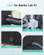 3D Printer Enclosure for Bambu Lab A1 with LED Light Black
