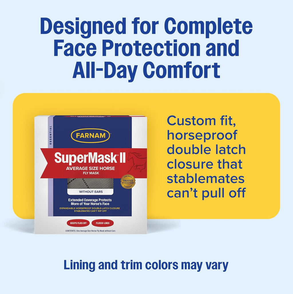 SuperMask II Horse Fly Mask Without Ears, Avg Size, Color May Vary