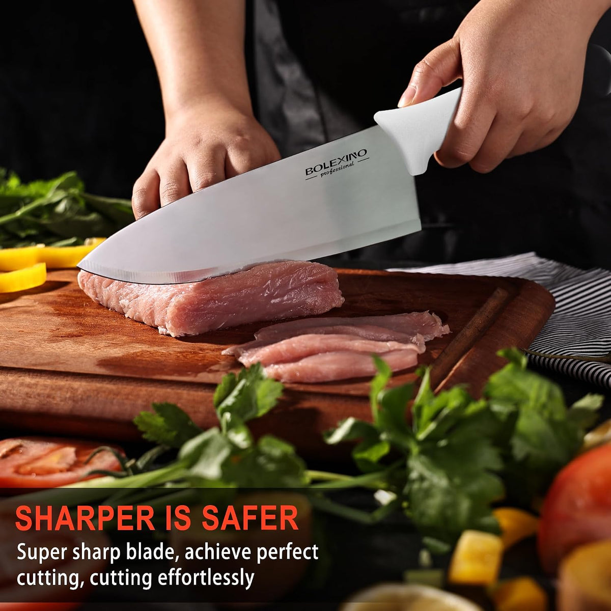 8" Chef Knife, Professional Kitchen Knife with Grip