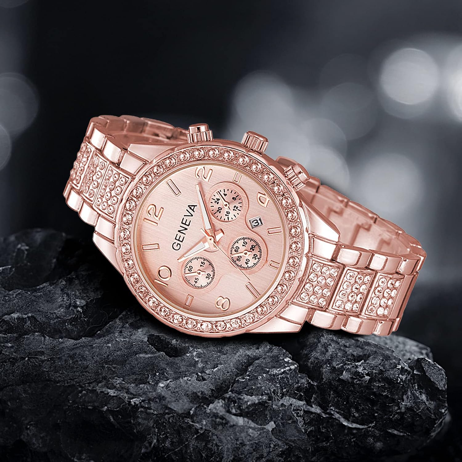 Unisex Diamond Watches Luxury Men and Women Calendar Quartz Clock Rose Gold Silver Stainless Steel Watch