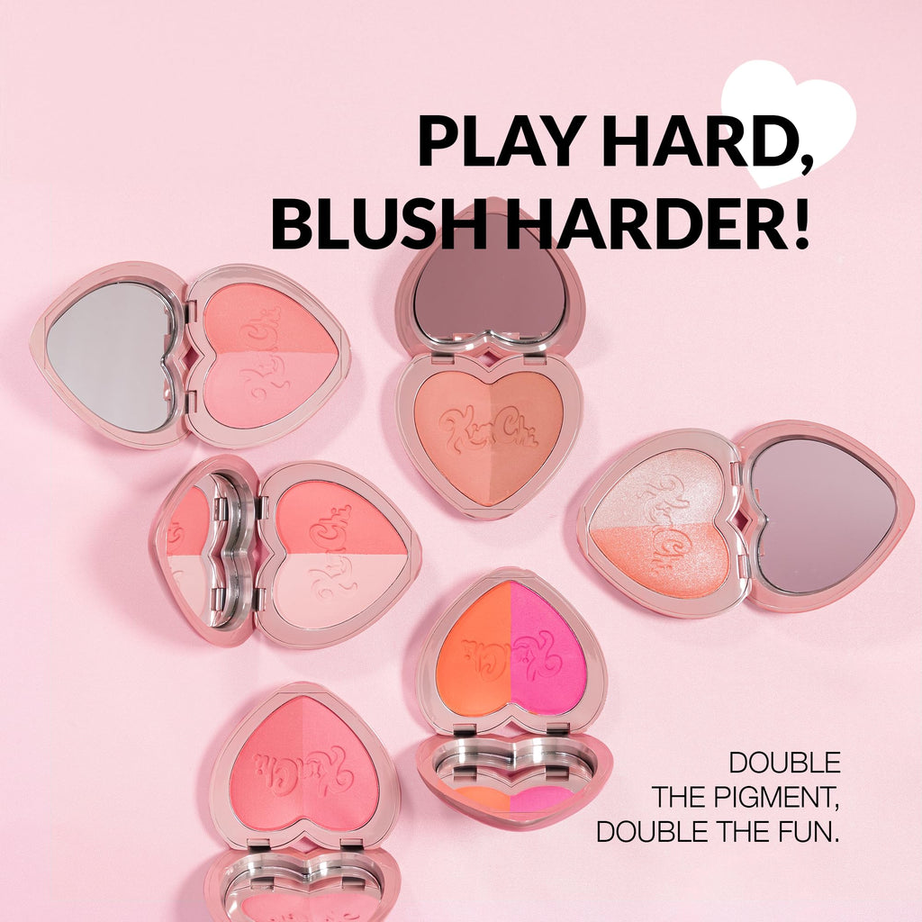 KimChiChic Beauty Thailor Blush Duo, Heart Compact Powder Blush for Cheeks