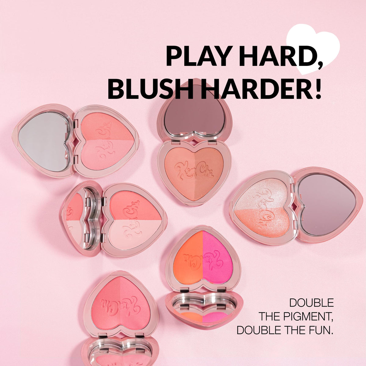 KimChiChic Beauty Thailor Blush Duo, Heart Compact Powder Blush for Cheeks