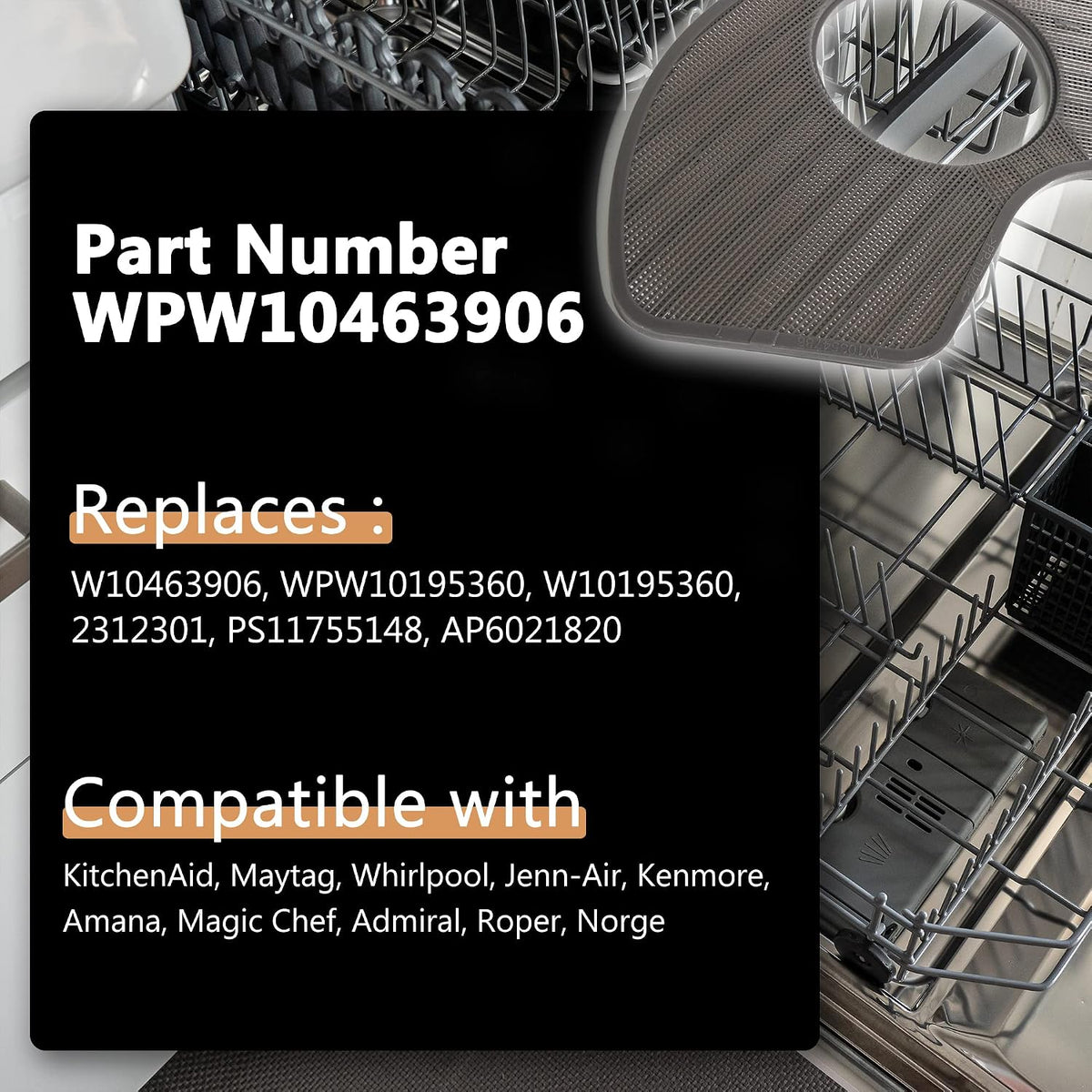 WPW10463906 Dishwasher Filter Replacement 2PCS