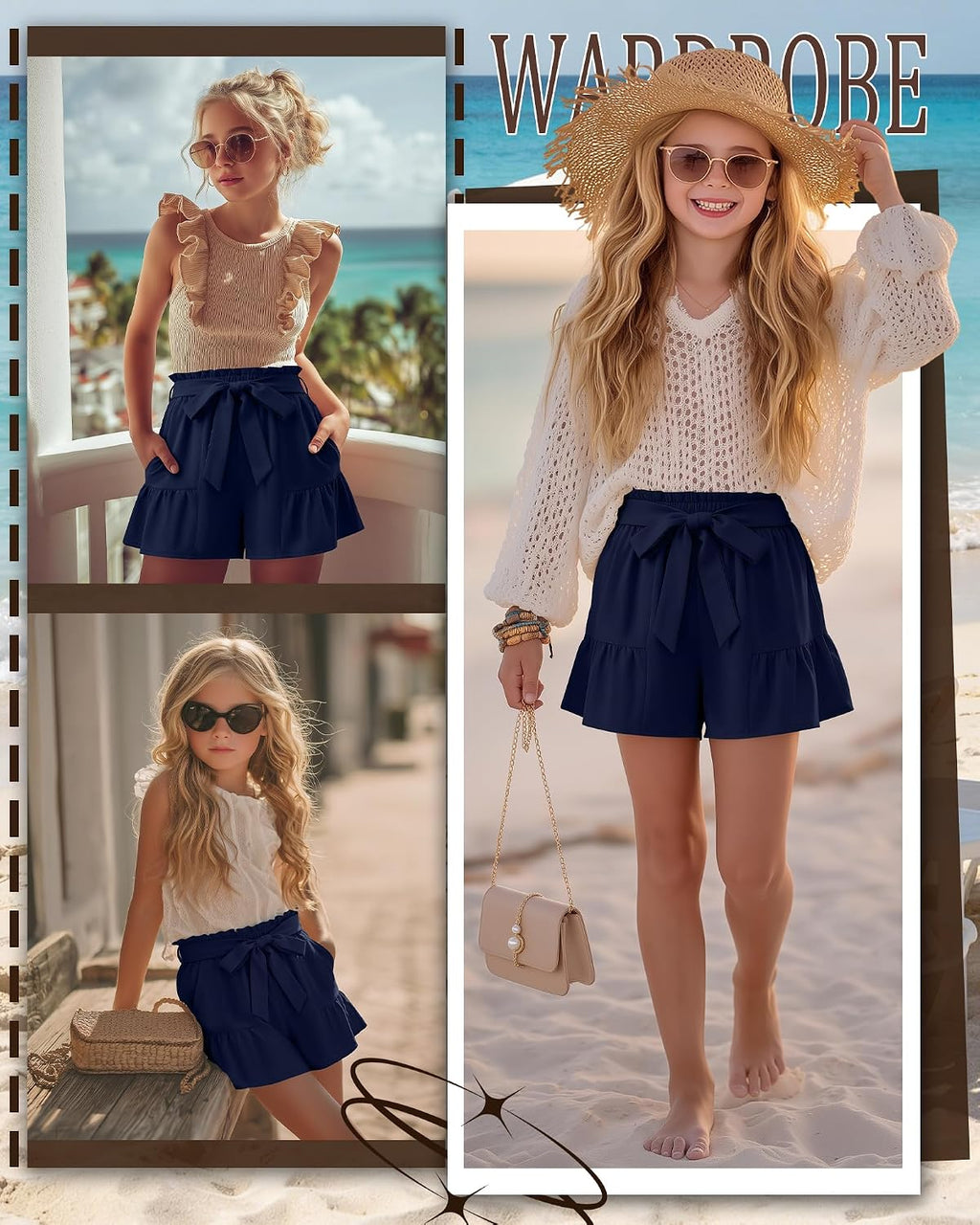 Girl's School Uniform Shorts | 5-14Y Kids, Back to School Short Pants, Adjustable Waistband, Teen Casual Pull-on