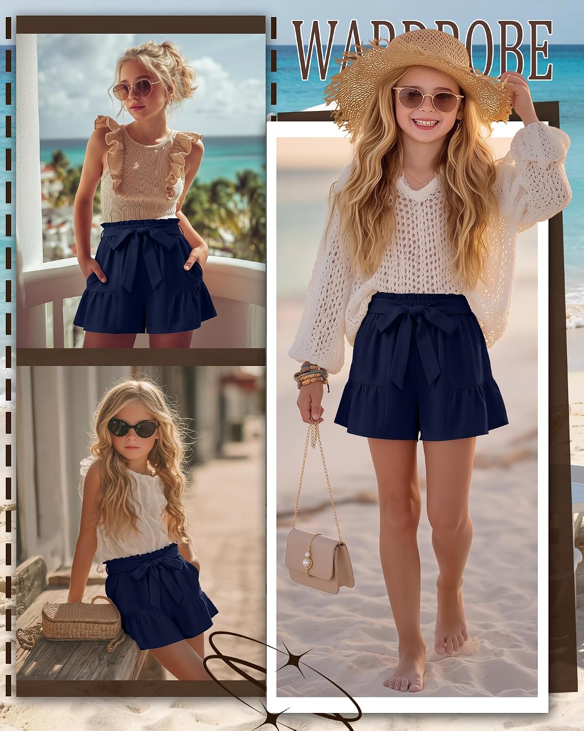 Girl's School Uniform Shorts | 5-14Y Kids, Back to School Short Pants, Adjustable Waistband, Teen Casual Pull-on