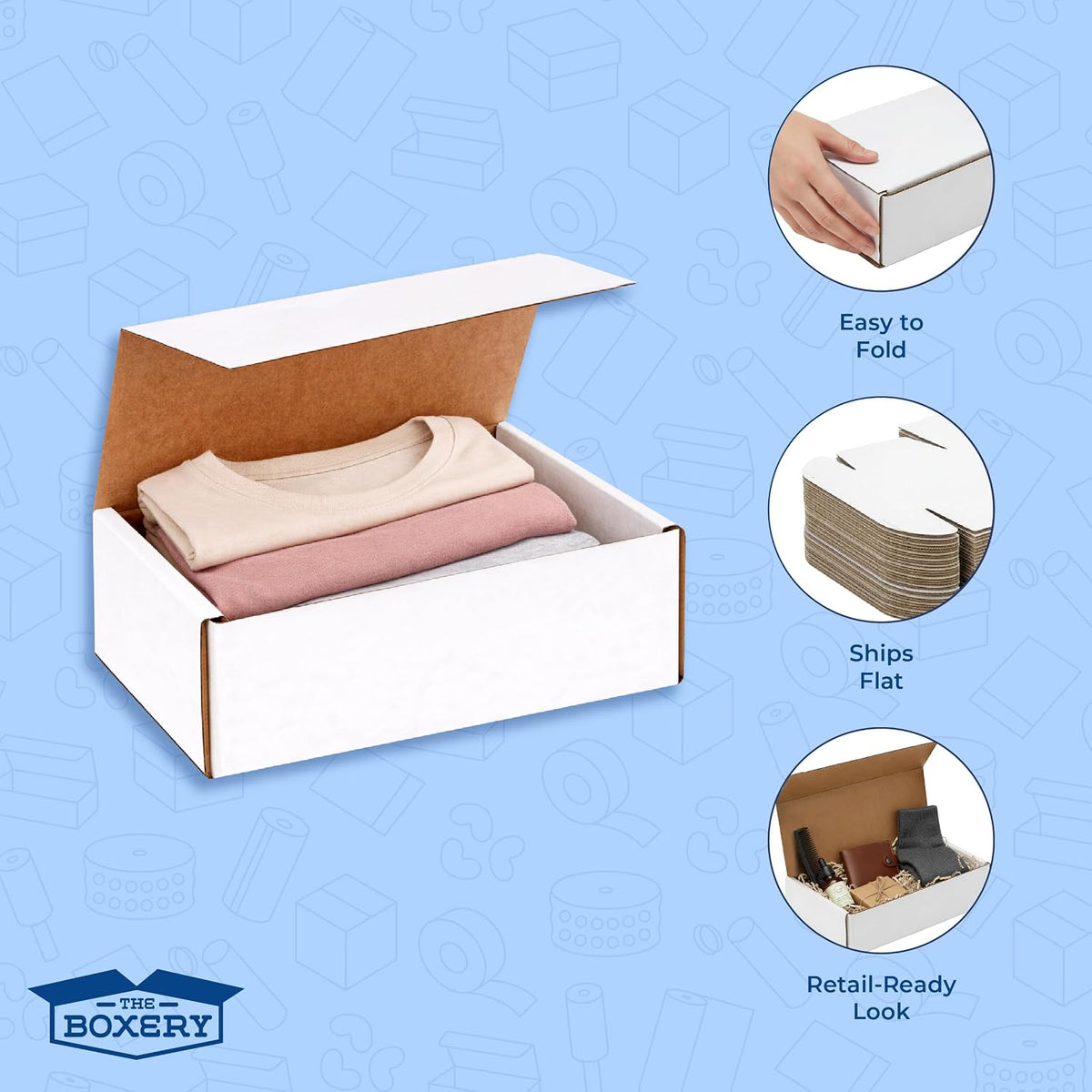 Corrugated Mailers White Tuck Shipping Boxes (7x5x3)