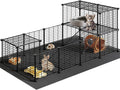 24 Panels Guinea Pig Cage with Waterproof Mat and Ramp, 57" x 31.5" x 23.6" Loft Design Small Animal Playpen, Rabbit