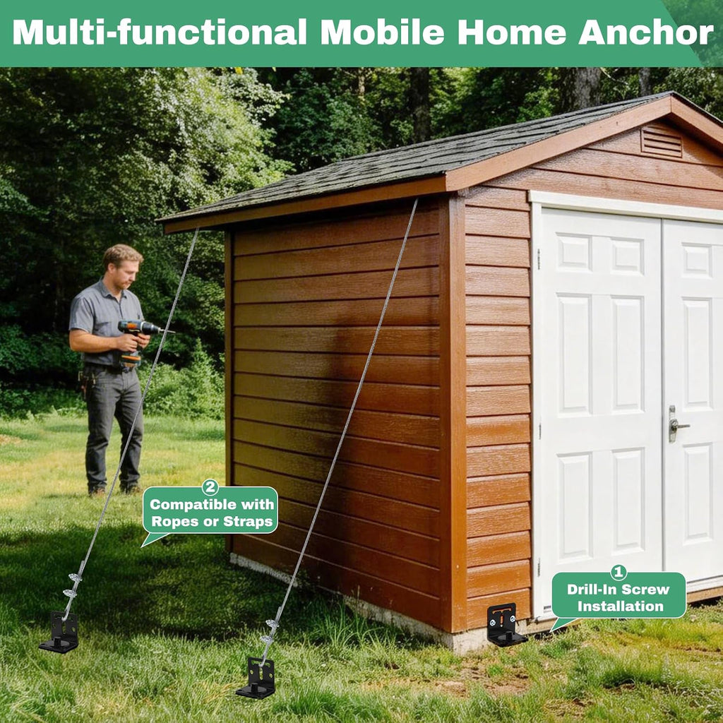 26" Ground Anchors Screw in Heavy Duty, Mobile Home Anchors - Shed Anchor Kit with L Bracket & Drill Adapter, Earth