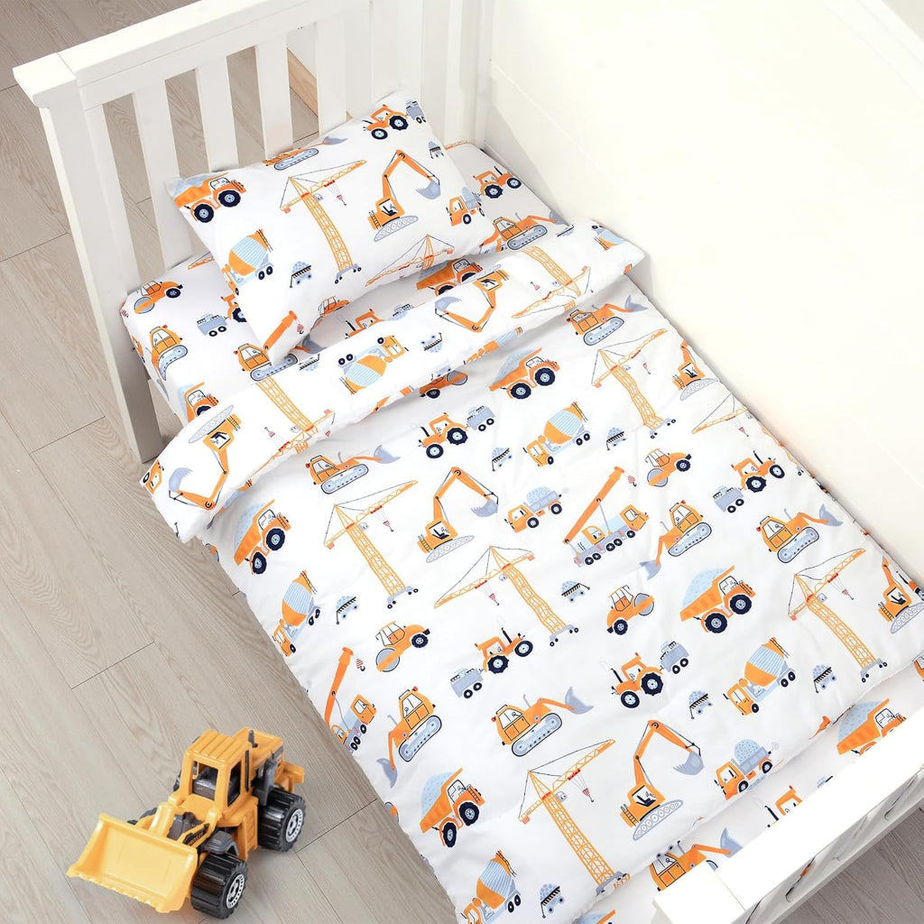 3 Piece Crib Bedding Set Soft Baby Crib Bedding Set Construction Trucks Crib Comforter Set - Comforter Sheet
