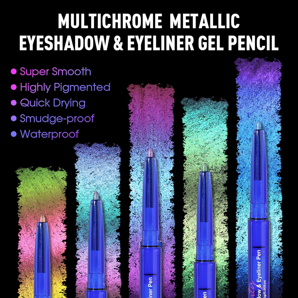Chameleon Eyeshadow & Eyeliner Gel Pencil-Multichrome Shifting Colors Metallic Glitter Eye Makeup,Waterproof