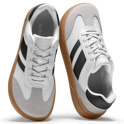 Womens Wide Toe Box Barefoot Shoes Fashion Zero Drop Sneakers for Women Walking Vegan Leather Minimalist