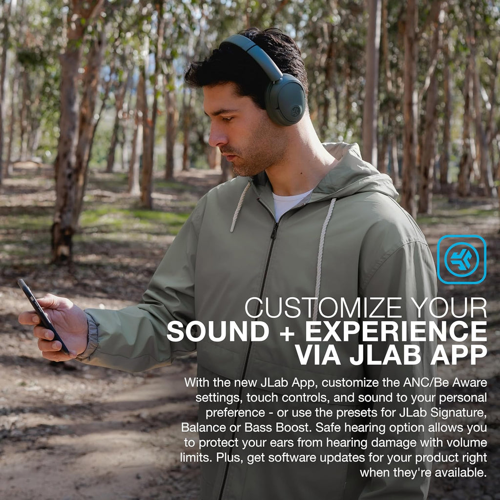 JBuds Lux ANC, Over Ear Headphones, Active Noise Cancelling, Bluetooth, Spatial Audio, Sage