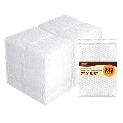 7x8.5" Clear Self-Sealing Bubble Out Bag Pouches, 200 Pack