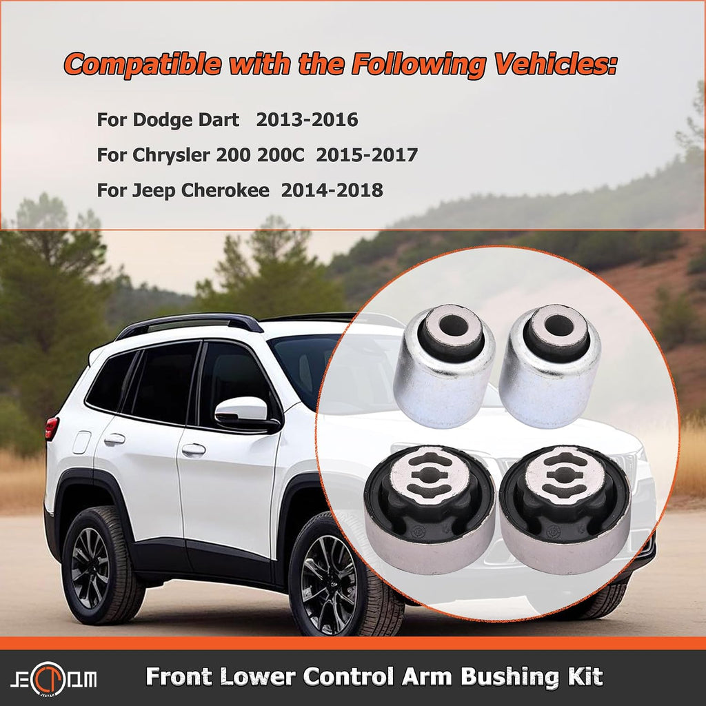Front Lower Control Arm Bushing Kit Compatible with Dodge Dart 200 200C 2013-2018 for Jeep Cherokee 2014-2018 Replace for 53338845 53338846 68223716AB 4668993AC