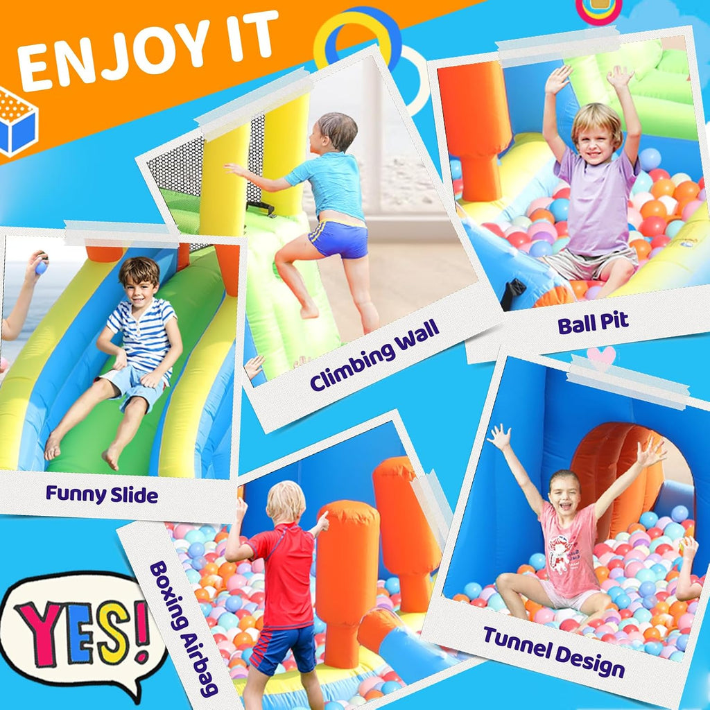 Inflatable Water Slide, Bounce House for Kids, Inflatable Water Park with Splash Pool, Bouncy Castle for Outdoor