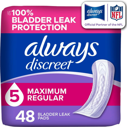 Adult Incontinence Pads for Women, Maximum Absorbency, Regular Length, Postpartum Pads, Up to 100% Bladder Leak