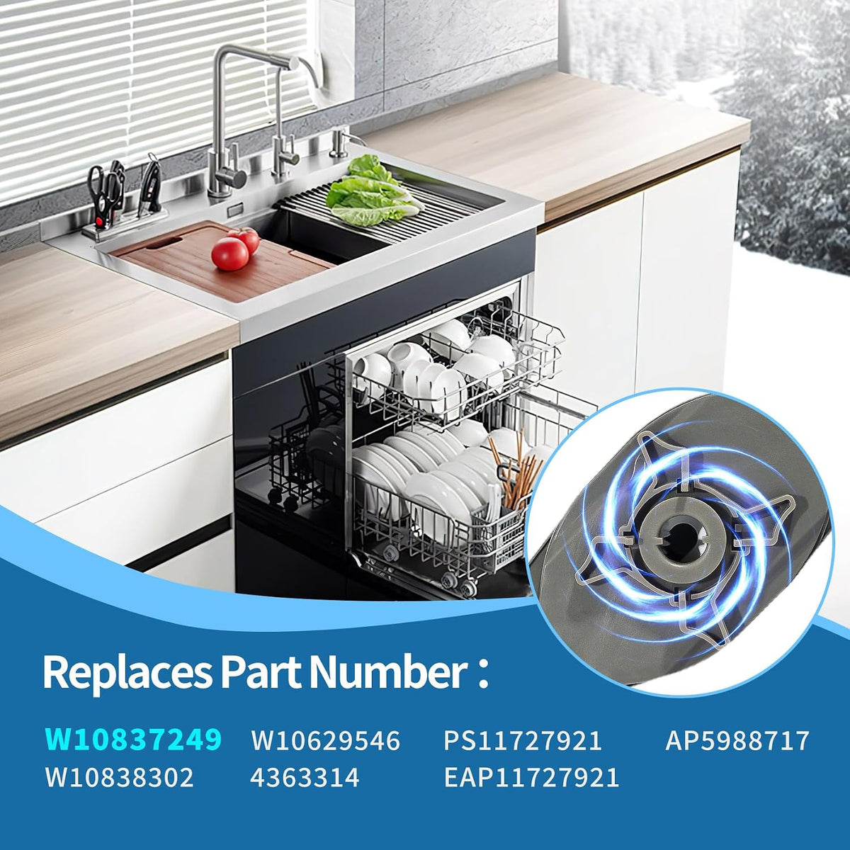 [UPGRADED] W10837249 Dishwasher Lower Spray Arm Replacement for Whirlpool