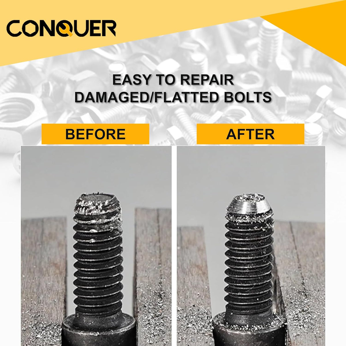 CONQUER Deburring External Chamfer Tool, Tungsten Blade, Fits 1/8"-3/4"
