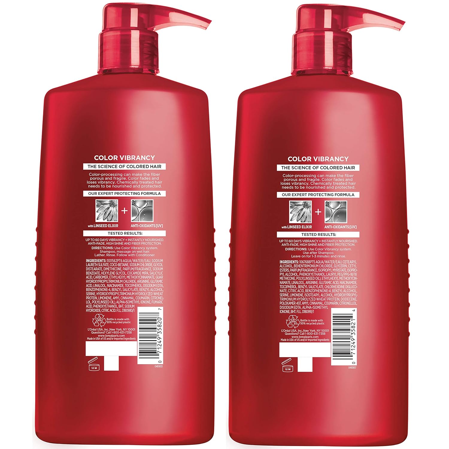 Elvive Color Vibrancy Protecting Shampoo and Conditioner Set for Color Treated Hair, 28 Fl Oz (Set of 2)