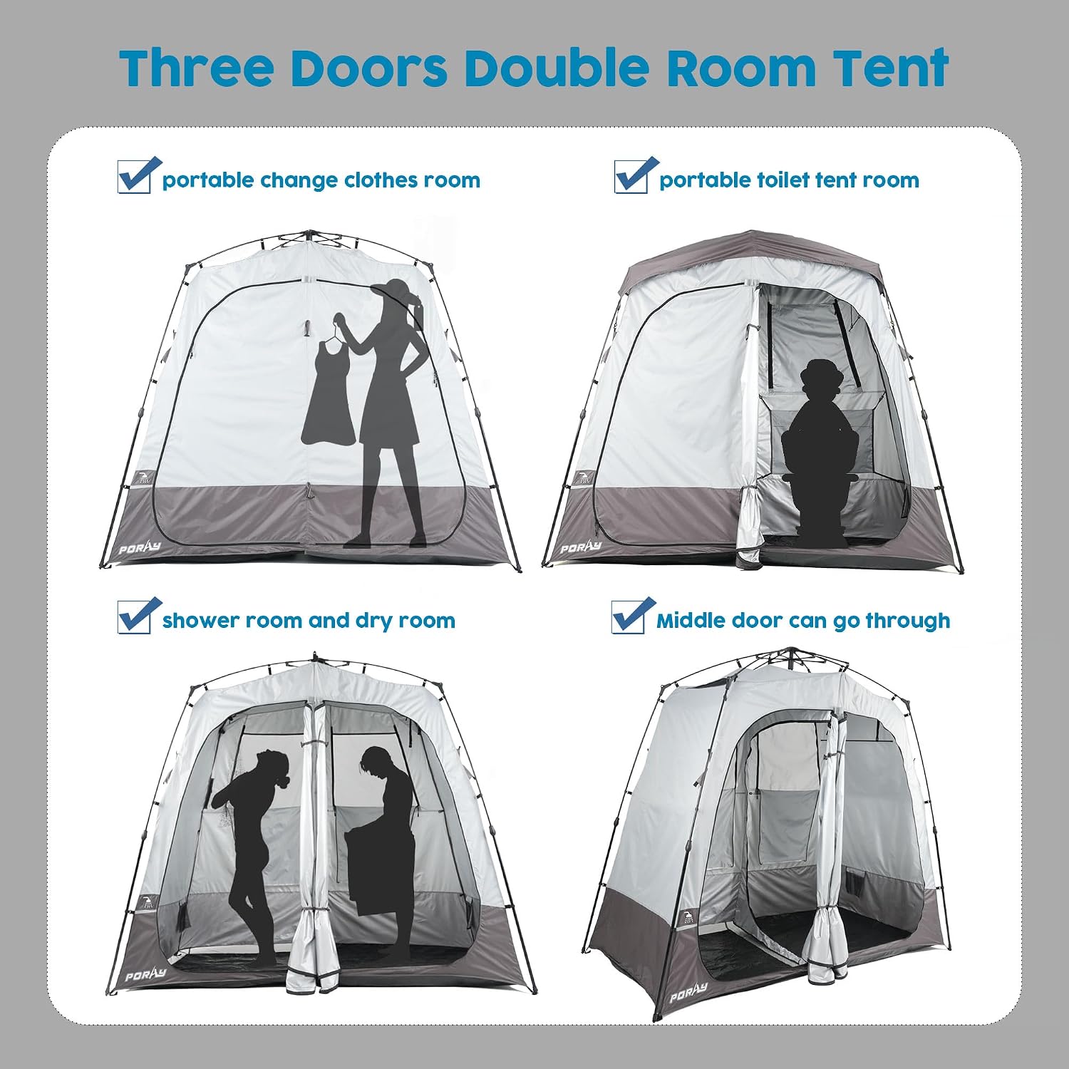 Camping Shower Tent Deluxe Changing Room Easy Set Up Privacy Shelter,Large Toilet Tent with Floor Drain Design for