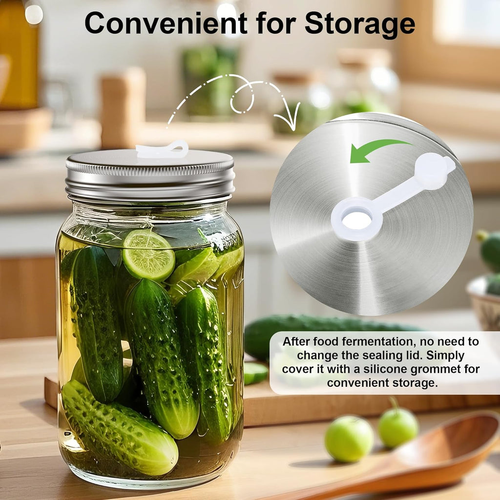 Fermentation Kit for Wide Mouth Mason fermentation Jar for Pickling & More | Sauerkraut Kit with 4 Glass Fermentation