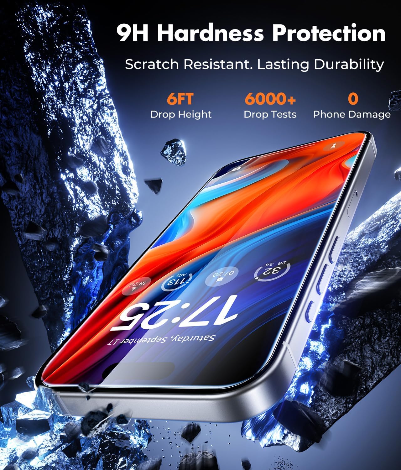 2-Pack Screen Protector for iPhone 16 Pro Max, Military-Grade Shatterproof Tempered Glass [9H+ Hardness] [Easy