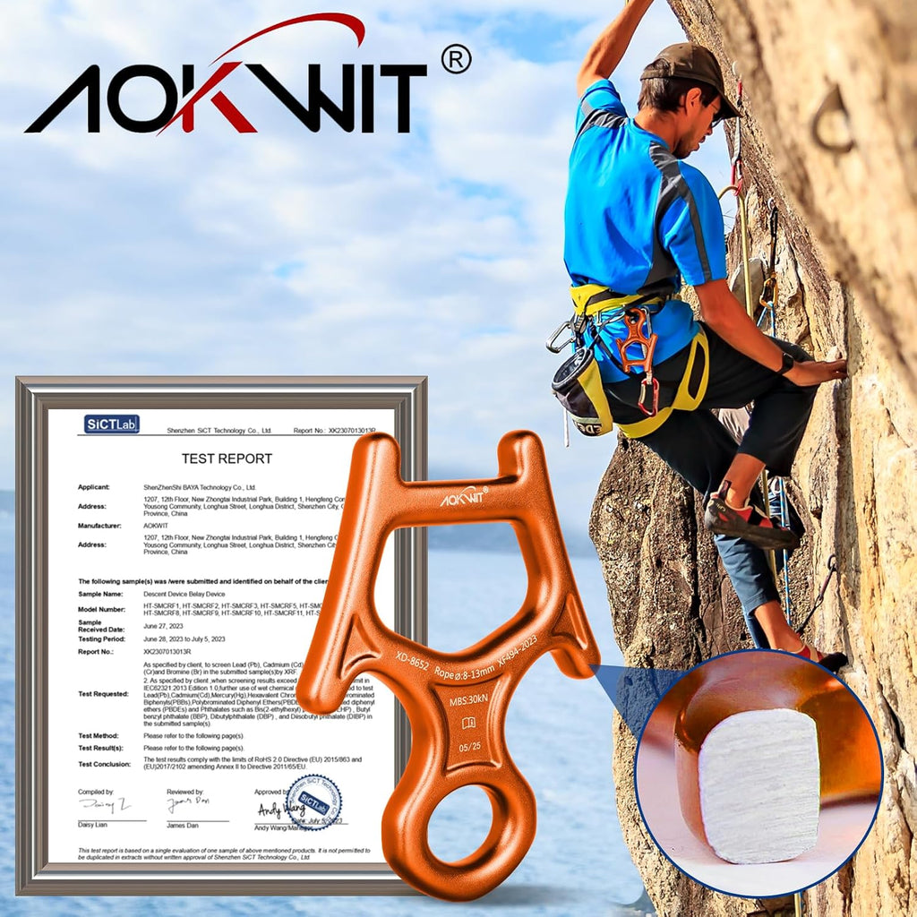 30kN Figure 8 Descender 7075 Aluminum Alloy Heavy Duty Belaying and Rappelling Device Tree Climbing Gear for Rock