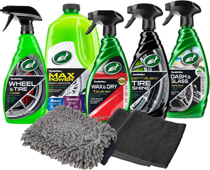 Inside & Out Ultimate Car Care Kit, Includes Car Wash Soap, Spray Wax, Interior Cleaner & Deodorizer, Tire & Wheel